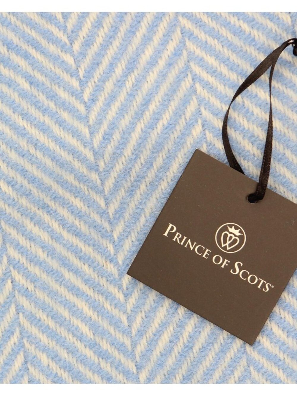 NWT Prince Of Scots Tweed Herringbone Pure Oversized Wool Throw Baby Blue 59x72 - Picture 8 of 9